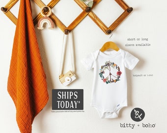 Boho Baby Clothes, Peace Sign Baby Onesie®, Hippie Baby Onesie, Baby Shower Gift for Girl, Baby Girl Clothes, Bohemian Baby, Cute Onesies