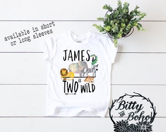 Second Birthday Boy, Two Wild Shirt, Custom Zoo Birthday Shirt, Two Shirt, 2nd Birthday Outfit Boy, Zoo Birthday Party Shirt, Zoo Animals