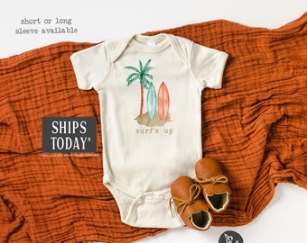 Surf's Up Baby Bodysuit, Surfer Baby Bodysuit, Cute Baby Clothes, Unisex Baby Clothes, Unisex Baby Bodysuit, Minimalist Baby Clothes, Ocean