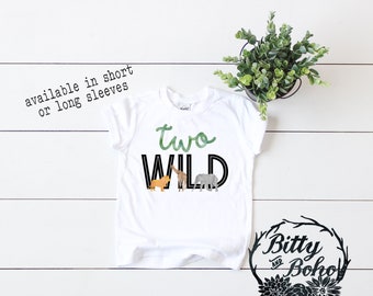 Two Wild Shirt, Zoo Birthday Boy Shirt, Second Birthday Shirt, 2nd Birthday Shirt, Zoo Birthday Shirt, Boho Birthday Shirt, Toddler Boy