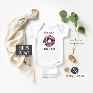 Donut Onesie®, Fresh Baked Donut Baby Bodysuit, Donut Baby Shower Gift, Unisex Baby Clothes, Funny Onesies, Cute Baby Onesies, Food Onesie