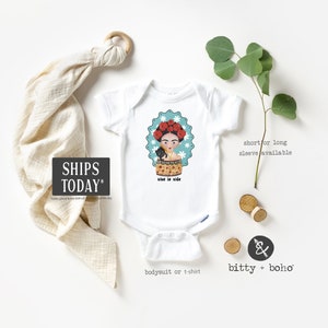 Frida Onesie®, Camisa Viva La Vida, Ropa Linda de Niña, Camisa Feminista Futura, Camisa Feminismo, Ropa de Bebé Hipster, Onesies Lindos, Gato