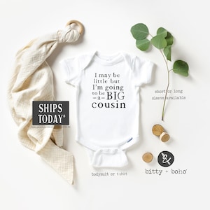 Ich kann klein sein, aber ich werde ein großer Cousin Onesie®, Schwangerschaft Ankündigung Shirt, Schwangerschaft offenbaren Onesie, neuer Cousin Baby Body
