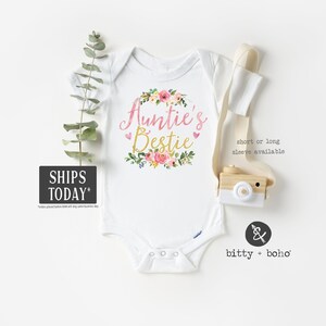 Aunt Onesie®, Auntie&#39;s Bestie Onesie, Cute Baby Gift, Aunt Gift, Aunt Baby Bodysuit,Best Aunt Ever Shirt, Auntie Onesie, Cute Baby Bodysuit