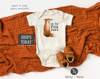 Fox Baby Bodysuit, Funny Baby Bodysuit, Oh For Fox Sake Baby Bodysuit, Hipster Baby Bodysuit, Minimalist Baby Clothes, Woodland Baby Shower