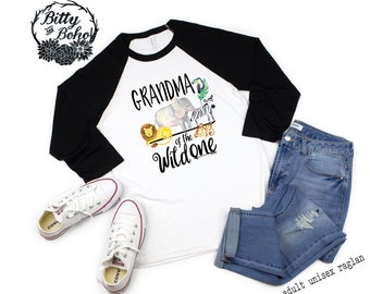 Wild Ones Grandma Shirt, Grandma of the Birthday Boy Shirt, Family Shirts, Matching Birthday Shirts, Zoo Birthday Shirt, Black Raglan Tee