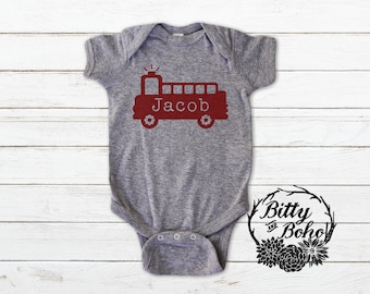 HANDMADE Fireman Fire Fighter Firefighter Fire Dept Department Babies Baby Clothes Clothing Unisex Boys Girls Newborn Infant Shower Gift Jumper Jumpsuit Bodysuit