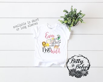 Custom Second Birthday Girl Shirt, Second Birthday Shirt, 2nd Birthday Shirt, Two Wild Shirt, Zoo Birthday Shirt,Boho Birthday Shirt,Toddler