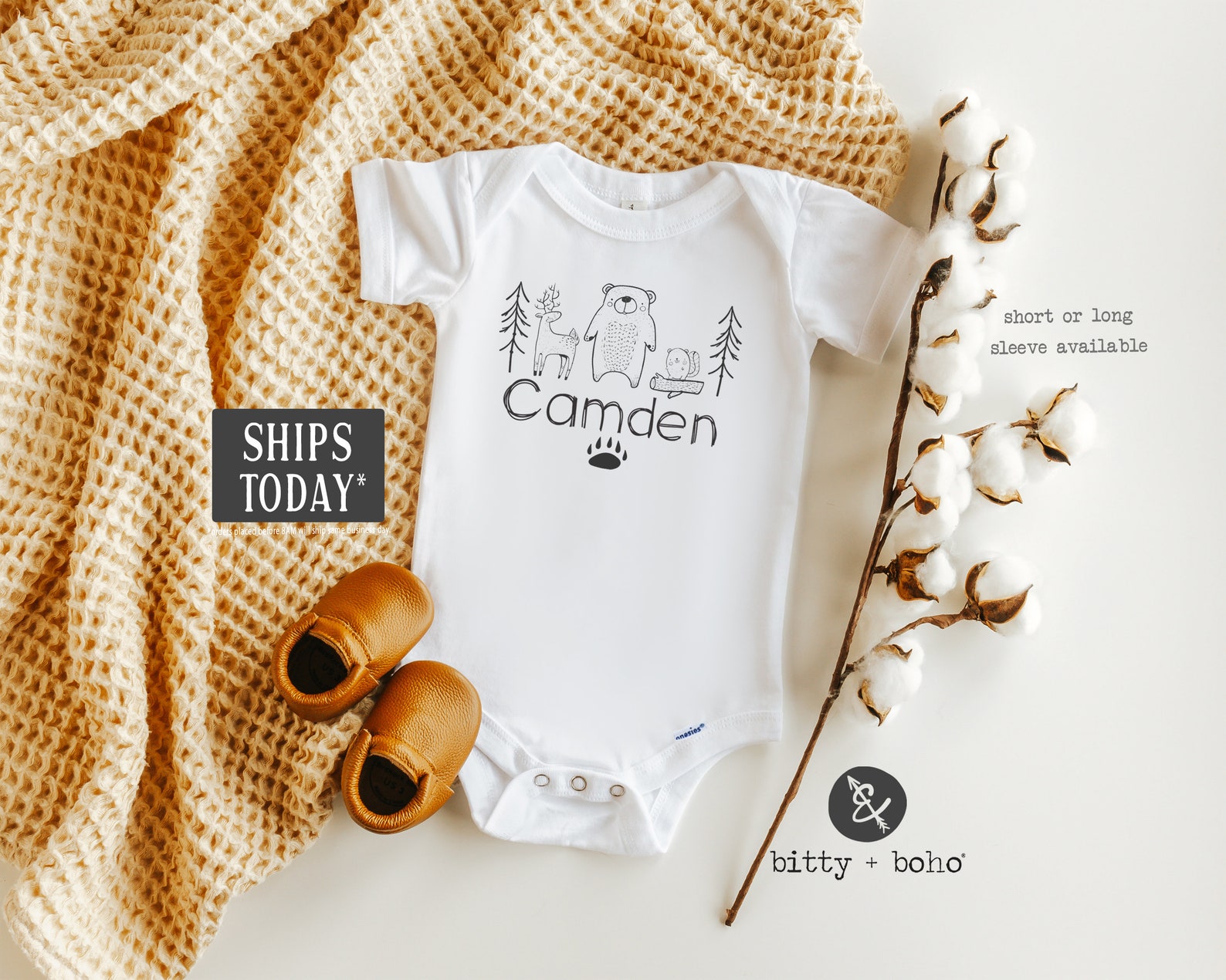 Custom Woodland Baby Onesie® Custom Onesie Personalized Baby Etsy