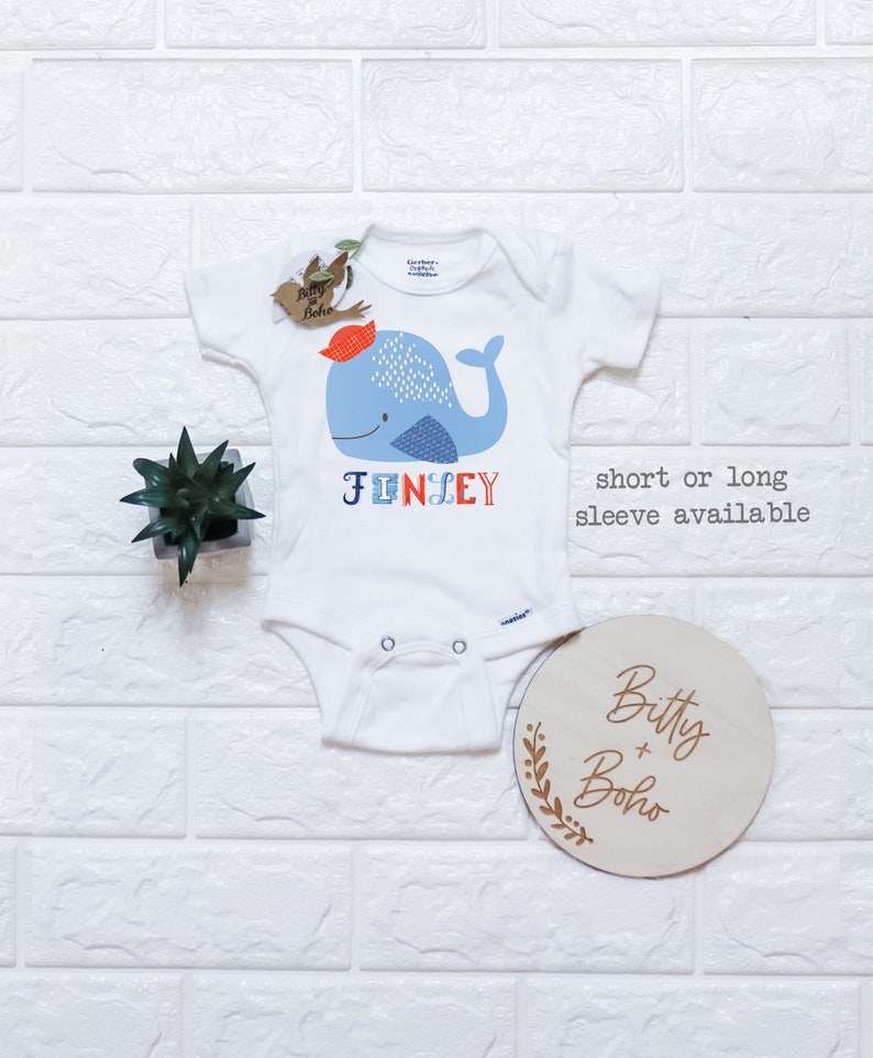 Whale Custom Name Onesie® Monogram Baby Boy Outfit Custom | Etsy