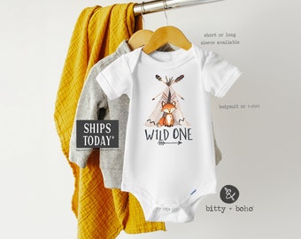 First Birthday Boy, Wild One Onesie®, Fox Birthday Shirt, Woodland Birthday, First Birthday Outfit Boy,Woodland Fox Birthday Party One Shirt