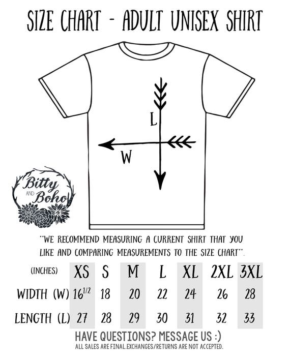 Fox T Shirt Size Chart