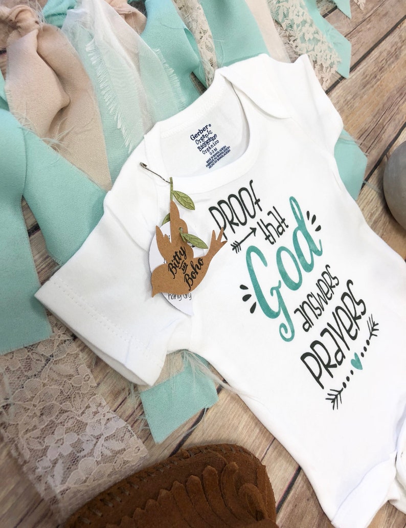 Proof That God Answers Prayers Onesie®, Worth the Wait, Baby Shower Gift, Religious Baby Gift,Unisex Baby Clothes,IVF Pregnancy Announcement image 6