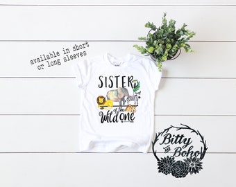 Wild One Geburtstag Shirt, Schwester Shirt, Zoo-Tiere Geburtstag, Schwester Shirt, Safari Baby, Wild One