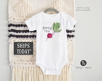 Drop The Beet Onesie®, Hipster-Babykleidung, Lustige Baby-Strampler, Einzigartiges Babygeschenk, Unisex-Babykleidung, Hip-Hop-Strampler, lustiger Babybody