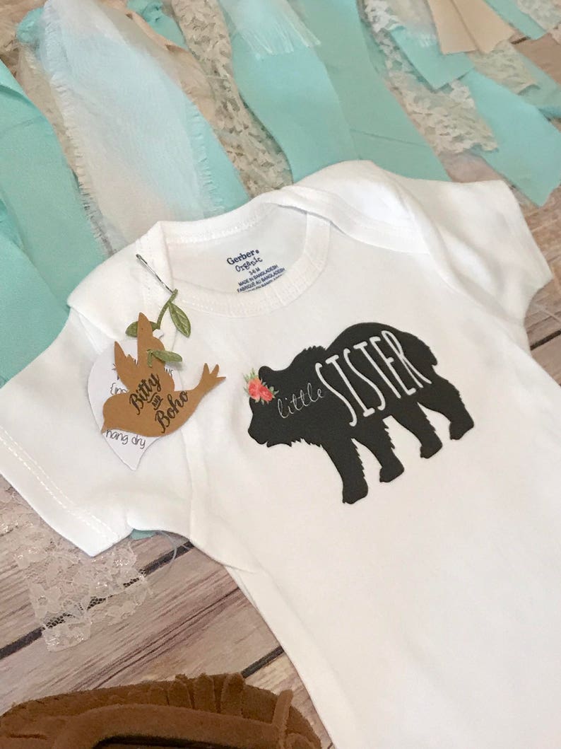 Sister Bear Shirt Boho Baby Clothes Big Sister Little Hipster Baby Little Sister Onesie\u00ae Baby Shower Gift,Bodysuit,Rustic Sister Shirts