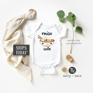 Miso Cute Onesie®, Baby Shower Gift, Unisex Baby Clothes, Baby Boy Clothes, Funny Onesies, Sushi Onesie, Cute Baby Onesies, Hipster Baby image 1