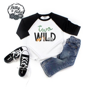Two Wild Shirt, Second Birthday Boy Shirt, Zoo Birthday Shirt, Toddler Raglan Baseball Shirt, Zoo Animal Birthday, Two Safari Birthday Shirt