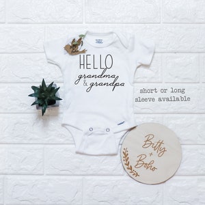 Hello Grandma & Grandpa Onesie®, Grandparents Onesie, Pregnancy Announcement, Surprise You&#39;re Going to be Grandparents, Reveal to Parents