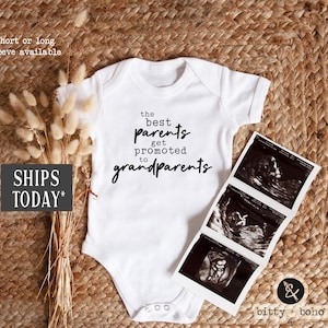 Pregnancy Announcement Onesie®,Pregnancy Reveal to Parents,Best Parents get Promoted to Grandparents Onesie,Pregnancy Reveal to Grandparents