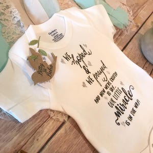 Worth the Wait Onesie®,Pregnancy Announcement,We Hoped and We Prayed,Miracle Onesie,Baby Shower Gift,Religious Baby Gift,Christian Baby Gift image 5
