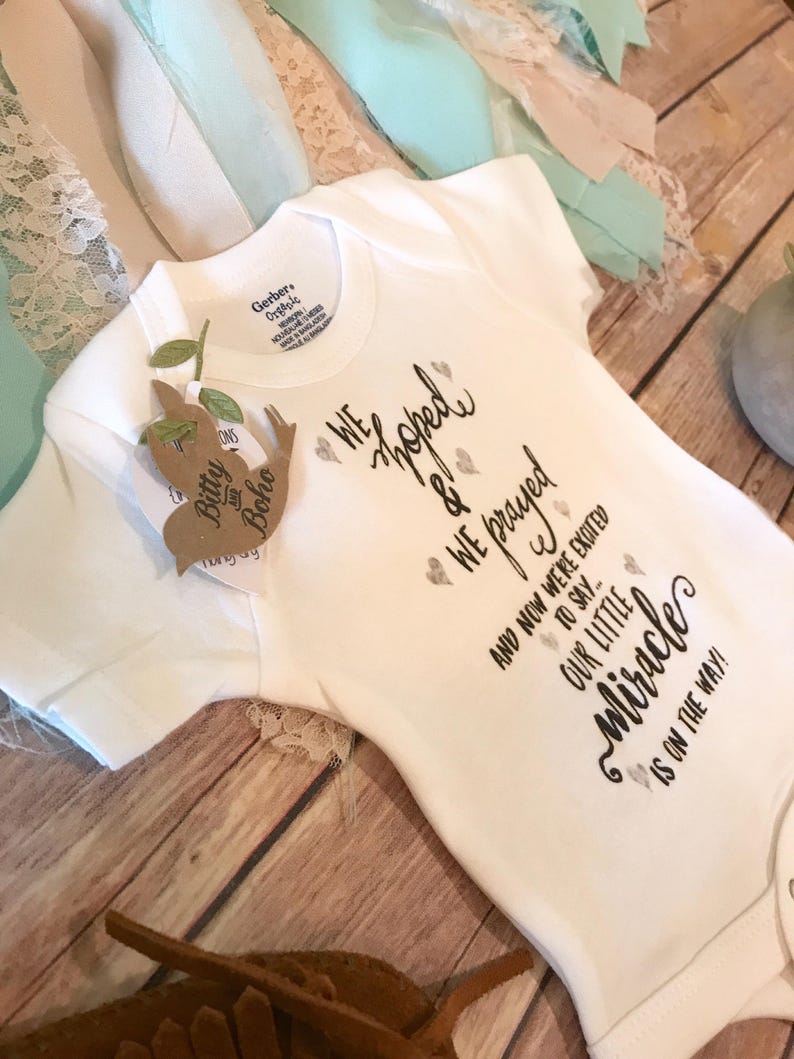 Worth the Wait Onesie®,Pregnancy Announcement,We Hoped and We Prayed,Miracle Onesie,Baby Shower Gift,Religious Baby Gift,Christian Baby Gift image 5