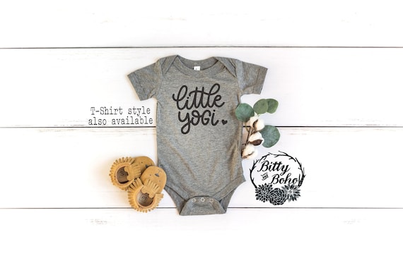 Little Yogi Baby Bodysuit, Cute Baby Shower Gift, Little Yogi Shirt, Yoga Baby Gift, Yoga Baby Bodysuit, Yoga Shirt, Gray Baby Bodysuit