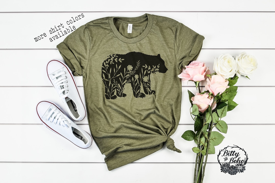 Cute Mama Bear Shirt Floral Bear T-shirt Boho Bear Shirt - Etsy