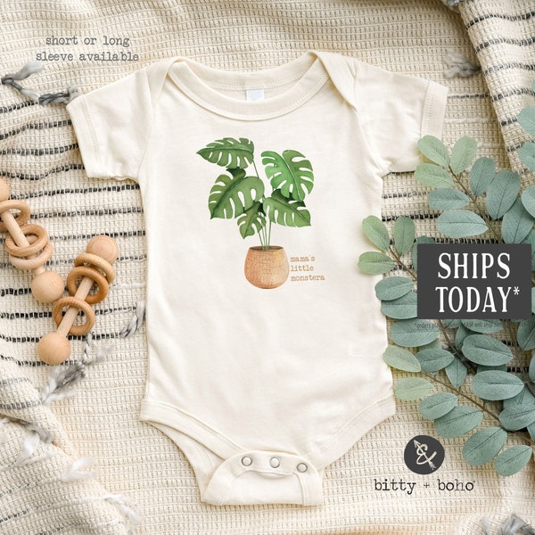 Mama's Little Monstera Baby Bodysuit, Plant Baby Bodysuit, Cute Baby Clothes, Unisex Baby Romper, Minimalist Baby Clothes, Plant Baby Shower