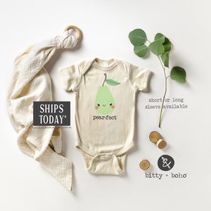 Pearfect Baby Bodysuit, Hippie Baby Bodysuit, Funny Baby Clothes, Baby Boy Clothes, Hipster Baby Clothes, Minimalist Baby Clothes, Pear Baby