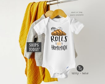 Funny Thanksgiving Onesie®, My Rolls are Homeade Onesie, Funny Onesies, Thanksgiving Baby Outfit, Turkey Baby Bodysuit,Cute Thanksgiving Tee