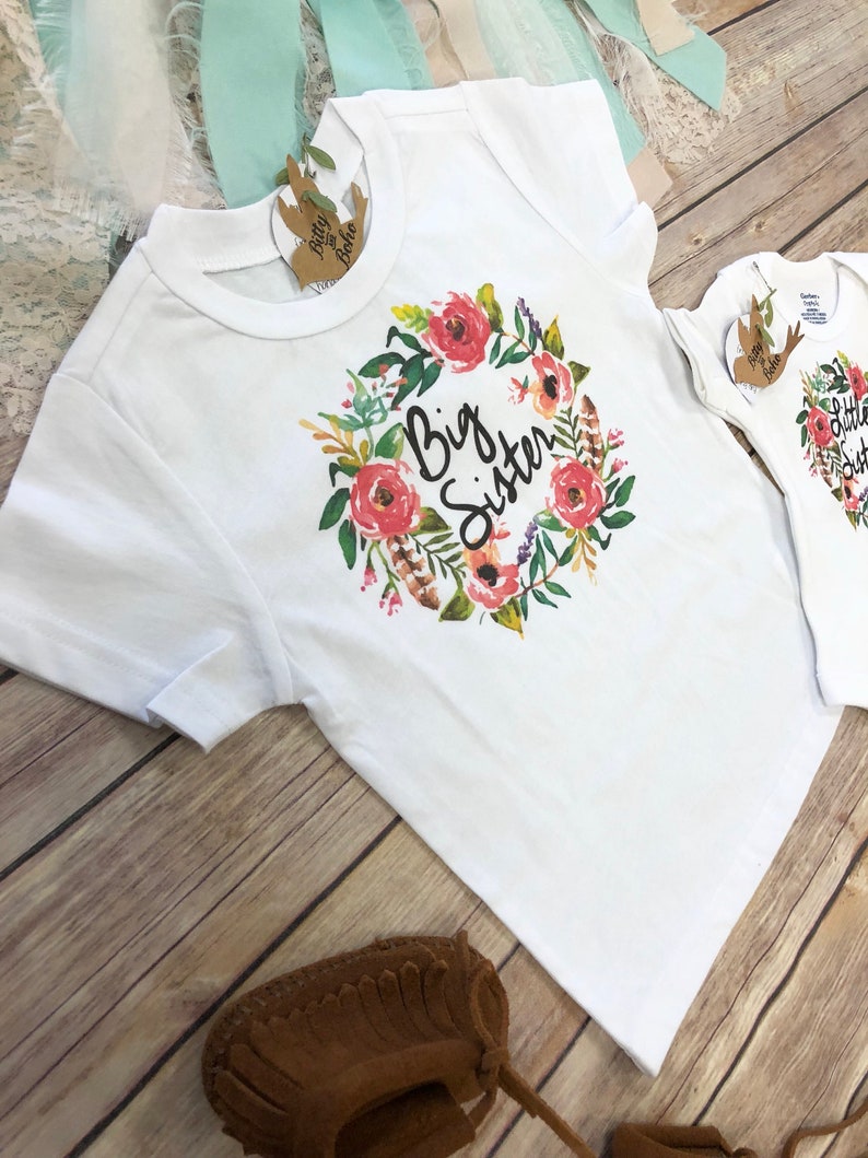 Big Sister Little Sister Outfits, Big Sister Shirt, Little Sister Onesie®, Cute Baby Clothes, Baby Girl Clothes, Sister Gifts, Family Shirts image 2