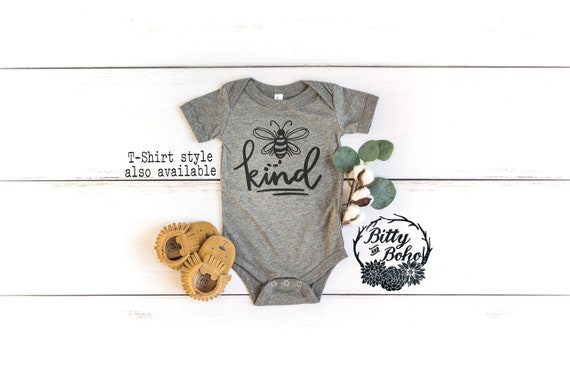 Be Kind Baby Bodysuit, Bee Kind Shirt, Bee Baby Shower Gift, Funny Baby Gift, Bumble Bee Baby Bodysuit, Funny Baby Clothes, Gray Bodysuit