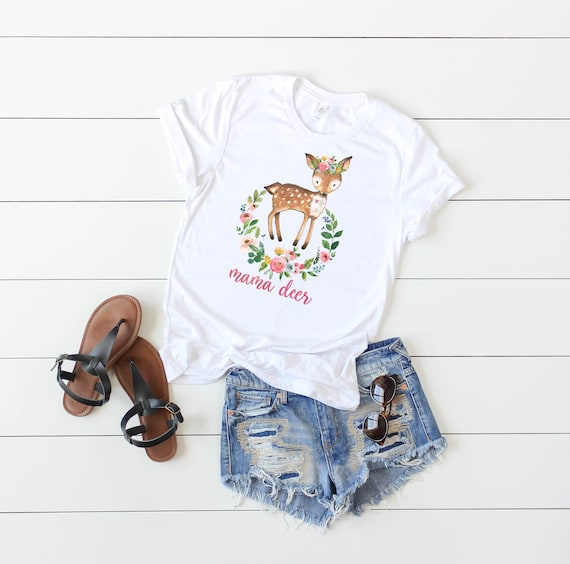 Mama Deer Shirt, Floral Deer Shirt 