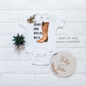 Country Music Onesie®, Johnny Hank Waylon Willie Legends Onesie, Cowboy Onesie, Cowboy Boot Onesie, Baby Boy Clothes, Country Baby Bodysuit