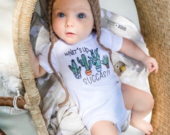 What's Up Succa Onesies®, Cactus Onesie, Funny Onesies, Funny Baby Onesies, Cactus Baby Bodysuit, Hipster Baby Clothes, Unisex Baby Clothes