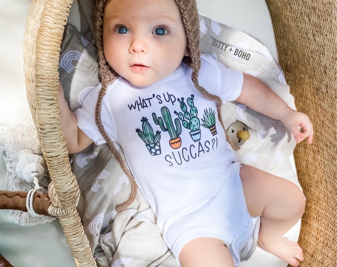 What's up Succa Onesies®, Cactus Onesie, Funny Onesies, Funny Baby