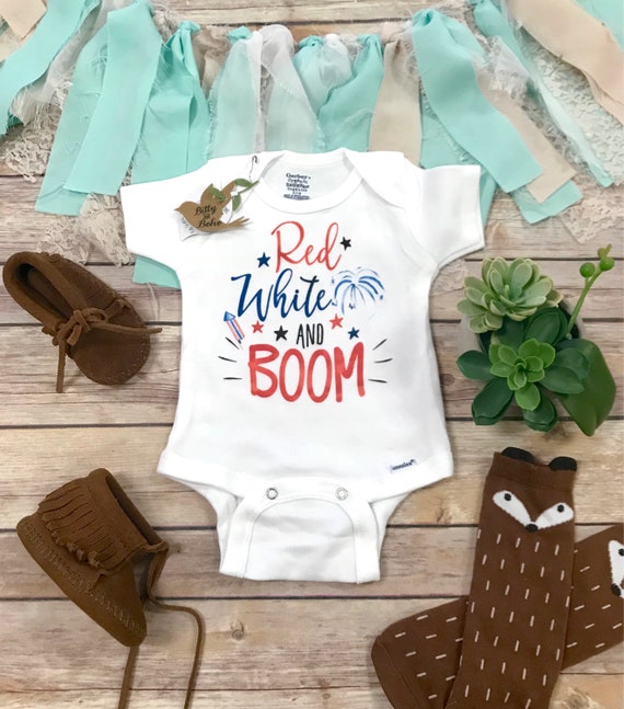 4th of July Onesie®, 4th of July Baby Outfit, Fourth of July Baby Outfit, Fireworks Baby Bodysuit, Red White and Blue, Boom, Fire Cracker