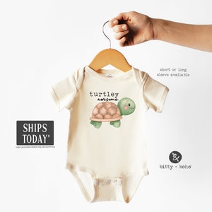 Turtle Baby Bodysuit, Funny Baby Bodysuit, Turtley Awesome Baby Bodysuit, Hipster Baby Bodysuit, Minimalist Baby Clothes,Gender Neutral Baby
