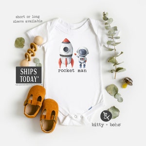 Rocket Man Onesie®, Ti amo fino alla luna e ritorno, Tutine per bambini carine, Vestiti per bambini unisex, Tutina spaziale, Regalo per la doccia per bambini nello spazio