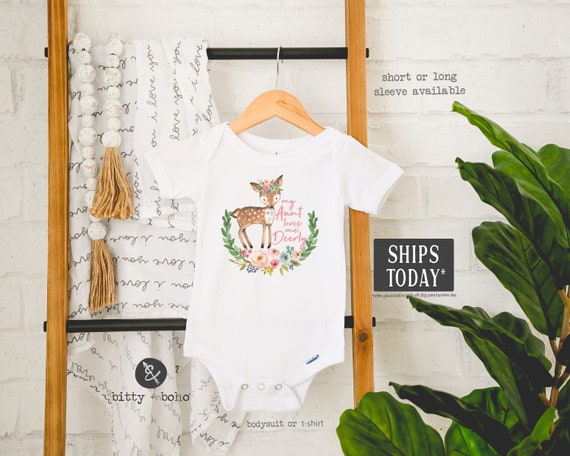 Aunt Onesie My Aunt Loves Me Deerly Onesie Aunt Gift Aunt Baby