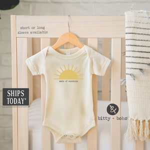Made of Sunshine Baby Bodysuit, Sun Baby Bodysuit, Cute Baby Clothes, Unisex Baby Clothes, Unisex Baby Bodysuit, Minimalist Baby Clothes