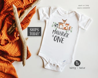 First Birthday Boy, Woodland One Onesie®, Woodland Birthday Shirt, First Birthday Outfit Boy, Woodland Birthday Party, One Shirt,Fox Shirt