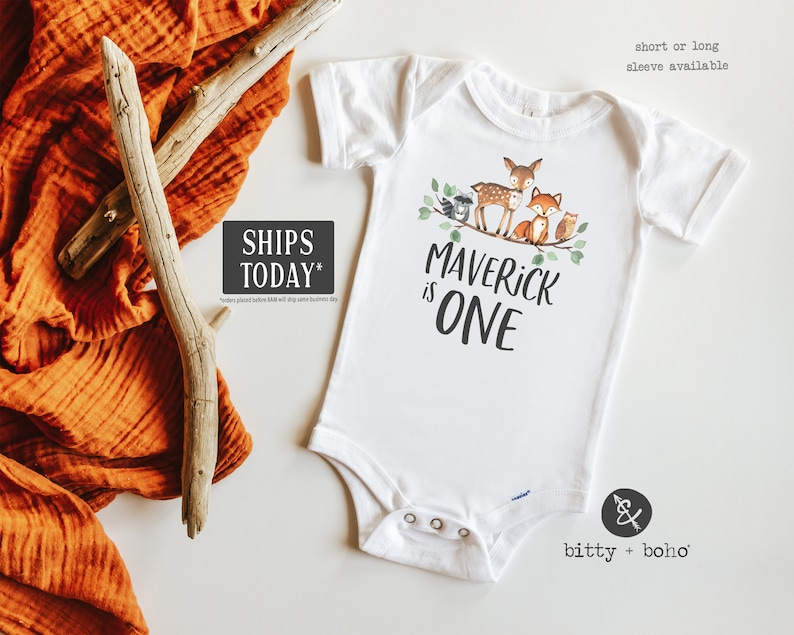 First Birthday Boy, Woodland One Onesie®, Woodland Birthday Shirt, First Birthday Outfit Boy, Woodland Birthday Party, One Shirt,Fox Shirt