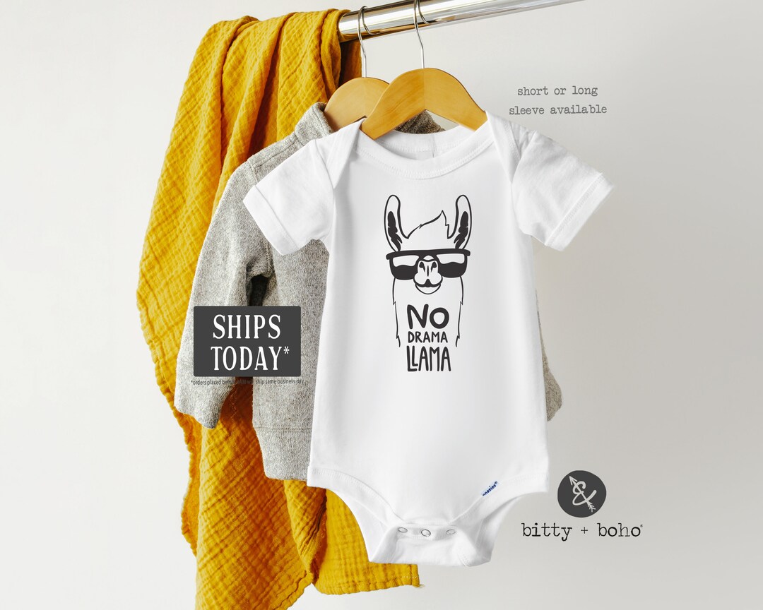 Funny Llama Onesie®, Hipster Baby Clothes, No Drama Llama Onesie, Baby