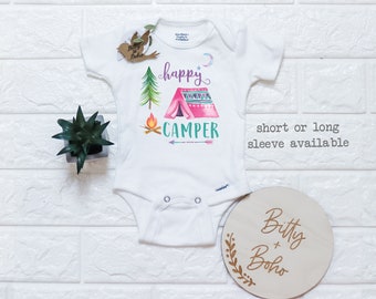 Baby Girl Clothes, Unique Baby Gift, Happy Camper Onesie®, Baby Shower Gift, Boho Baby Clothes,Camping Onesie,Cute Baby Clothes,Cute Onesies