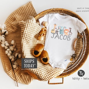 Zoo Onesie, Custom Baby Onesie®, Custom Onesie, Personalized Baby Gift, Name Onesie, Baby Shower Gift, Baby Boy Clothes, Take Home Outfit