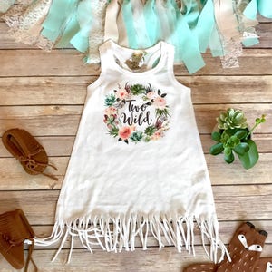 Two Wild Birthday Dress, Second Birthday Outfit Girl, 2nd Birthday Outfit Girl, Second Birthday Girl Dress Boho Fringe Dress Cactus Birthday image 4