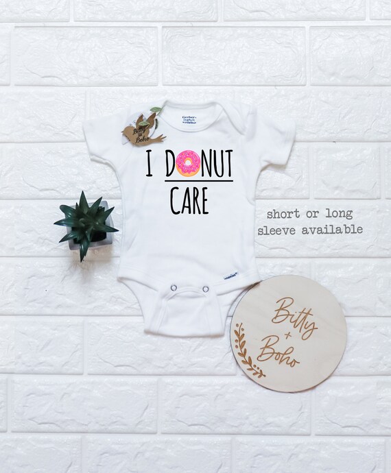 Embroidered I Donut Care Onesie\u00ae-Embroidered Hipster Baby Clothes-Funny Baby Bodysuit