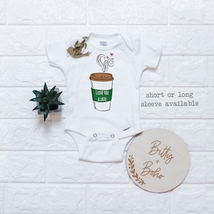 I Love You A Latte Baby Onesie®, Coffee Onesie, Cute Baby Onesies, Unisex Baby Clothes, Coffee Romper, One Piece, Baby Shower Gift, Bodyuit